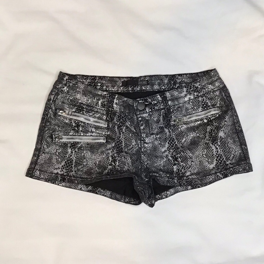 24Hrs Foil Metallic Silver Snake Shorts